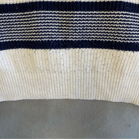 Tommy Hilfiger Sweater 100% Cotton White with Blue Stripes Men’s Size Large - Picture 10 of 12